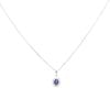 18ct White Gold 0.15ct Diamond And Sapphire Cluster Pendant And Chain 16"
