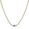 14ct Yellow Gold Monaco Curb Classic Cubic Zirconia Pave Lock Chain 18"