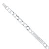 9ct White Gold Cubic Zirconia Patterned Curb Bracelet 8"