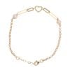 14ct Yellow Gold Cubic Zirconia And Pearl Fancy Heart Bracelet 7.5"