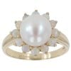 9ct Yellow Gold Pearl and Opal Cluster Ring