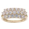 14ct Yellow Gold Cubic Zirconia Three Row Ring