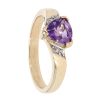 9ct Yellow Gold Created Amethyst Triangular Ring