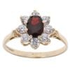9ct Yellow Gold Cubic Zirconia and Garnet Cluster Ring