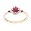 9ct Yellow Gold Ruby and 0.06ct Diamond Cluster Ring