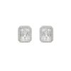 Sterling Silver Rectangular Halo Cubic Zirconia Stud Earrings