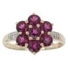 9ct Yellow Gold 0.05ct Diamond and Pink Gemstone Cluster Ring