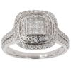 18ct White Gold 1.00ct Princess and Brilliant Cut Diamond Cluster Ring