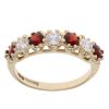 9ct Yellow Gold Garnet And Cubic Zirconia Ring