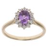 9ct Yellow Gold 0.15ct Diamond And Amethyst Cluster Ring