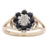 9ct Yellow Gold 0.05ct Diamond and Sapphire Cluster Ring