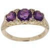 9ct Yellow Gold 0.04ct Diamond and Amethyst Three Stone Ring