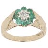9ct Yellow Gold 0.05ct Diamond and Emerald Cluster Ring