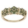 9ct Yellow Gold 1.00ct Brilliant Cut Green Diamond Triple Cluster Ring
