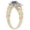 9ct Yellow Gold Cubic Zirconia and Blue Gemstone Claddagh Ring