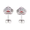 Silver Cubic Zirconia Heart Red Cluster Earrings by Icesia