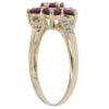 9ct Yellow Gold 0.05ct Diamond and Pink Gemstone Cluster Ring