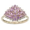 9ct Yellow Gold 0.10ct Diamond And Pink Sapphire Cluster Ring