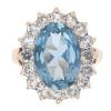 9ct Yellow Gold Blue Topaz And Cubic Zirconia Cluster Ring