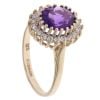 9ct Yellow Gold Amethyst and Cubic Zirconia Cluster Ring