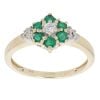 9ct Yellow Gold 0.10ct Diamond and Emerald Cluster Ring