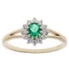 9ct Yellow Gold Created Emerald And Cubic Zirconia Cluster Ring