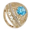 14ct Yellow Gold Cubic Zirconia Blue Gemstone Ring