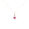 9ct Yellow Gold Ruby And 0.06ct Diamond Cluster Pendant And Chain 18"