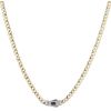 14ct Yellow Gold Monaco Curb Classic Alternate Flex Pave Lock Chain 18"