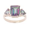 9ct Yellow Gold Mystic Topaz Three Stone Ring