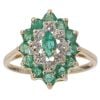 9ct Yellow Gold 0.10ct Diamond and Emerald Cluster Ring