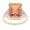 9ct Yellow Gold 0.05ct Diamond and Sunset Topaz Solitaire Ring