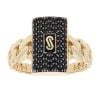 14ct Yellow Gold Monaco Classic Black Cubic Zirconia Pave Signet Ring