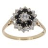 9ct Yellow Gold Cubic Zirconia and Sapphire Cluster Ring