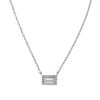 Silver Cubic Zirconia Rectangular Pendant and Chain 18"