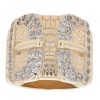 9ct Yellow And White Gold Cubic Zirconia Patterned Buckle Ring