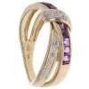 9ct Yellow Gold 0.10ct Diamond and Amethyst Crossover Ring