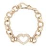 9ct Yellow Gold Cubic Zirconia Heart Belcher Bracelet 5.5"
