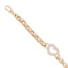 9ct Yellow Gold Cubic Zirconia Heart Patterned and Plain Belcher Bracelet 6"
