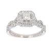 18ct White Gold 0.95ct Princess And Brilliant Cut Diamond Vera Wang Cluster Ring