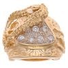 9ct Yellow Gold Patterned Cubic Zirconia Saddle Ring