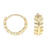 Silver Gold Plated Leaf Huggie Earrings