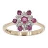 9ct Yellow Gold Ruby and 0.30ct Diamond Cluster Ring