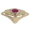14ct Yellow And White Gold Oval Red Stone Set Ring