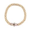 14ct Yellow Gold Monaco Classic Alternate Flex Pave Lock Curb Bracelet 7"