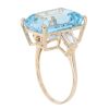 14ct Yellow Gold Blue Gemstone And Cubic Zirconia Ring