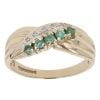 9ct Yellow Gold 0.05ct Diamond And Emerald Crossover Ring