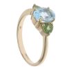 9ct Yellow Gold Peridot And Aquamarine Three Stone Ring