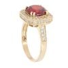 14ct Yellow Gold Red Gemstone And Cubic Zirconia Cluster Ring