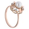 14ct Rose Gold Pearl And Cubic Zirconia Ring